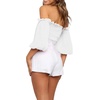 image:imageRVivimos Womens Summer Cotton Short Sleeves Off The Shoulder Crop Tops Ruffle Slim BlousesWhite