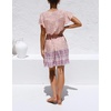 image:imageRVivimos Womens Summer Cotton Short Sleeves VNeck Button Up Floral Print Boho Swing Mini DressPurpleyellow