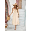 image:imageRVivimos Womens Summer Cotton Spaghetti Straps VNeck Ruffle Casual Boho Midi Flowy DressBeige