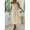 image:imageRVivimos Womens Summer Cotton Spaghetti Straps VNeck Ruffle Casual Boho Midi Flowy DressBeige