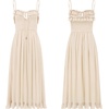 image:imageRVivimos Womens Summer Cotton Spaghetti Straps VNeck Ruffle Casual Boho Midi Flowy DressBeige