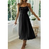 image:imageRVivimos Womens Summer Cotton Spaghetti Straps VNeck Ruffle Casual Boho Midi Flowy DressBlack