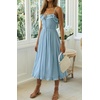 image:imageRVivimos Womens Summer Cotton Spaghetti Straps VNeck Ruffle Casual Boho Midi Flowy DressBlue