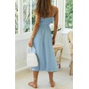 image:imageRVivimos Womens Summer Cotton Spaghetti Straps VNeck Ruffle Casual Boho Midi Flowy DressBlue