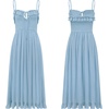 image:imageRVivimos Womens Summer Cotton Spaghetti Straps VNeck Ruffle Casual Boho Midi Flowy DressBlue