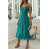 image:imageRVivimos Womens Summer Cotton Spaghetti Straps VNeck Ruffle Casual Boho Midi Flowy DressDarkgreen