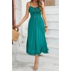 image:imageRVivimos Womens Summer Cotton Spaghetti Straps VNeck Ruffle Casual Boho Midi Flowy DressDarkgreen