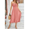 image:imageRVivimos Womens Summer Cotton Spaghetti Straps VNeck Ruffle Casual Boho Midi Flowy DressPink