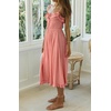 image:imageRVivimos Womens Summer Cotton Spaghetti Straps VNeck Ruffle Casual Boho Midi Flowy DressPink
