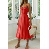 image:imageRVivimos Womens Summer Cotton Spaghetti Straps VNeck Ruffle Casual Boho Midi Flowy DressRed