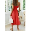 image:imageRVivimos Womens Summer Cotton Spaghetti Straps VNeck Ruffle Casual Boho Midi Flowy DressRed