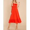 image:imageRVivimos Womens Summer Cotton Spaghetti Straps VNeck Ruffle Casual Boho Midi Flowy DressRed2