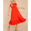 image:imageRVivimos Womens Summer Cotton Spaghetti Straps VNeck Ruffle Casual Boho Midi Flowy DressRed2