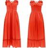 image:imageRVivimos Womens Summer Cotton Spaghetti Straps VNeck Ruffle Casual Boho Midi Flowy DressRed2