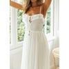 image:imageRVivimos Womens Summer Cotton Spaghetti Straps VNeck Ruffle Casual Boho Midi Flowy DressWhite