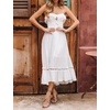 image:imageRVivimos Womens Summer Cotton Spaghetti Straps VNeck Ruffle Casual Boho Midi Flowy DressWhite2