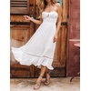 image:imageRVivimos Womens Summer Cotton Spaghetti Straps VNeck Ruffle Casual Boho Midi Flowy DressWhite2