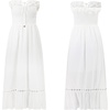 image:imageRVivimos Womens Summer Cotton Spaghetti Straps VNeck Ruffle Casual Boho Midi Flowy DressWhite2