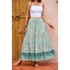 image:imageRVivimos Womens Summer Cotton Vintage Floral Print Boho Casual Ruffled Flowy Maxi SkirtBlue Turquoise