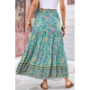 image:imageRVivimos Womens Summer Cotton Vintage Floral Print Boho Casual Ruffled Flowy Maxi SkirtGreen2