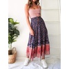 image:imageRVivimos Womens Summer Cotton Vintage Floral Print Boho Casual Ruffled Flowy Maxi SkirtNavybluered