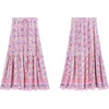 image:imageRVivimos Womens Summer Cotton Vintage Floral Print Boho Casual Ruffled Flowy Maxi SkirtPink
