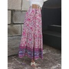 image:imageRVivimos Womens Summer Cotton Vintage Floral Print Boho Casual Ruffled Flowy Maxi SkirtWhitepink