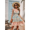 image:imageRVivimos Womens Summer Halter Deep V Neck Sexy Patchwork Mini Short DressesAquafloral