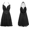 image:imageRVivimos Womens Summer Halter Deep V Neck Sexy Patchwork Mini Short DressesBlack