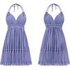 image:imageRVivimos Womens Summer Halter Deep V Neck Sexy Patchwork Mini Short DressesBlue Purple