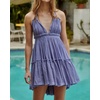 image:imageRVivimos Womens Summer Halter Deep V Neck Sexy Patchwork Mini Short DressesBlue Purple