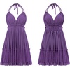image:imageRVivimos Womens Summer Halter Deep V Neck Sexy Patchwork Mini Short DressesDark Purple