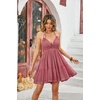 image:imageRVivimos Womens Summer Halter Deep V Neck Sexy Patchwork Mini Short DressesDustyrose