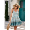 image:imageRVivimos Womens Summer Halter Deep V Neck Sexy Patchwork Mini Short DressesLightbluefloral