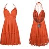 image:imageRVivimos Womens Summer Halter Deep V Neck Sexy Patchwork Mini Short DressesOrange