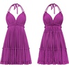 image:imageRVivimos Womens Summer Halter Deep V Neck Sexy Patchwork Mini Short DressesPlum