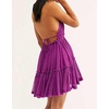 image:imageRVivimos Womens Summer Halter Deep V Neck Sexy Patchwork Mini Short DressesPlum
