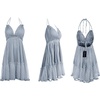 image:imageRVivimos Womens Summer Halter Deep V Neck Sexy Patchwork Mini Short DressesSilver