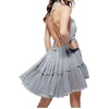 image:imageRVivimos Womens Summer Halter Deep V Neck Sexy Patchwork Mini Short DressesSilver