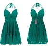 image:imageRVivimos Womens Summer Halter Deep V Neck Sexy Patchwork Mini Short DressesTeal Green