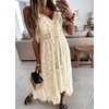 image:imageRVivimos Womens Summer Lace Sundress Adjustable Spaghetti Strap Boho Tassel Asymmetrical Hem Sexy Beach Floral Midi DressBeige