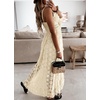 image:imageRVivimos Womens Summer Lace Sundress Adjustable Spaghetti Strap Boho Tassel Asymmetrical Hem Sexy Beach Floral Midi DressBeige