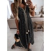 image:imageRVivimos Womens Summer Lace Sundress Adjustable Spaghetti Strap Boho Tassel Asymmetrical Hem Sexy Beach Floral Midi DressBlack