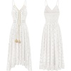 image:imageRVivimos Womens Summer Lace Sundress Adjustable Spaghetti Strap Boho Tassel Asymmetrical Hem Sexy Beach Floral Midi DressWhite