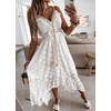 image:imageRVivimos Womens Summer Lace Sundress Adjustable Spaghetti Strap Boho Tassel Asymmetrical Hem Sexy Beach Floral Midi DressWhite