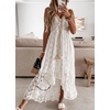 image:imageRVivimos Womens Summer Lace Sundress Adjustable Spaghetti Strap Boho Tassel Asymmetrical Hem Sexy Beach Floral Midi DressWhite