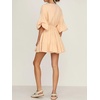 image:imageRVivimos Womens Summer Linen Puff Sleeves Casual Button Up ALine Casual Skater Mini DressesBeige