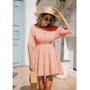 image:imageRVivimos Womens Summer Linen Puff Sleeves Casual Button Up ALine Casual Skater Mini DressesPeach