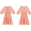 image:imageRVivimos Womens Summer Linen Puff Sleeves Casual Button Up ALine Casual Skater Mini DressesPeach