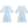 image:imageRVivimos Womens Summer Linen Puff Sleeves Casual Button Up ALine Casual Skater Mini DressesSkyblue